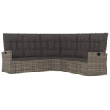3 Piece Garden Lounge Set with Cushions Grey Poly Rattan - 45-Degree Angle