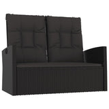 4 Piece Garden Lounge Set with Cushions Black Poly Rattan - Rear View
