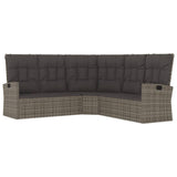 4 Piece Garden Lounge Set with Cushions Grey Poly Rattan - Top-Down View