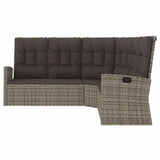 Reclining Corner Sofa with Cushions Grey Poly Rattan - Side View