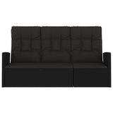 Reclining Garden Bench with Cushions Black 173 cm Poly rattan - Side View