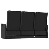 Reclining Garden Bench with Cushions Black 173 cm Poly rattan - 45-Degree Angle