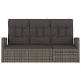 Reclining Garden Bench with Cushions Grey 173 cm Poly rattan - Side View