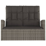 Reclining Garden Bench with Cushions Grey 118 cm Poly rattan - Side View