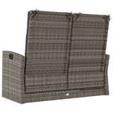 Reclining Garden Bench with Cushions Grey 118 cm Poly rattan - 45-Degree Angle