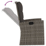 Reclining Garden Bench with Cushions Grey 118 cm Poly rattan - Rear View