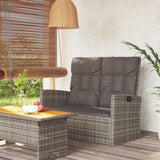 Reclining Garden Bench with Cushions Grey 118 cm Poly rattan