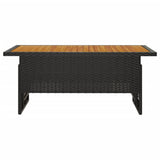 Garden Table Black 100x50x43/63 cm Solid Wood Acacia&Poly Rattan