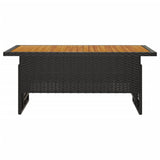 Garden Table Black 100x50x43/63 cm Solid Wood Acacia&Poly Rattan - Side View