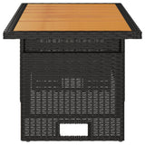 Garden Table Black 100x50x43/63 cm Solid Wood Acacia&Poly Rattan - Top-Down View