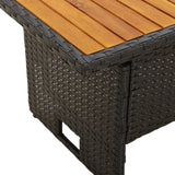 Garden Table Black 100x50x43/63 cm Solid Wood Acacia&Poly Rattan - Rear View