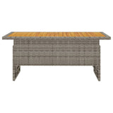 Garden Table Grey 100x50x43/63 cm Solid Wood Acacia&Poly Rattan - Side View