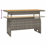 Garden Table Grey 100x50x43/63 cm Solid Wood Acacia&Poly Rattan - 45-Degree Angle