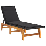 Sun Lounger with Table Poly Rattan and Solid Wood Acacia - Top-Down View