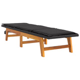 Sun Lounger with Table Poly Rattan and Solid Wood Acacia - 45-Degree Angle