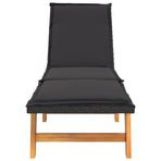 Sun Lounger with Table Poly Rattan and Solid Wood Acacia