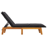 Sun Lounger with Table Poly Rattan and Solid Wood Acacia - Close-Up Angle