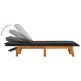 Sun Lounger with Table Poly Rattan and Solid Wood Acacia - Low Angle