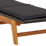 Sun Lounger with Table Poly Rattan and Solid Wood Acacia - Extra Image
