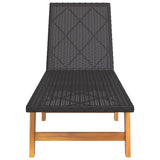 Sun Lounger with Table Poly Rattan and Solid Wood Acacia