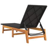 Sun Lounger with Table Poly Rattan and Solid Wood Acacia - Extra Image