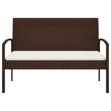 Garden Bench with Cushion Brown 105 cm Poly Rattan