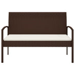Garden Bench with Cushion Brown 105 cm Poly Rattan