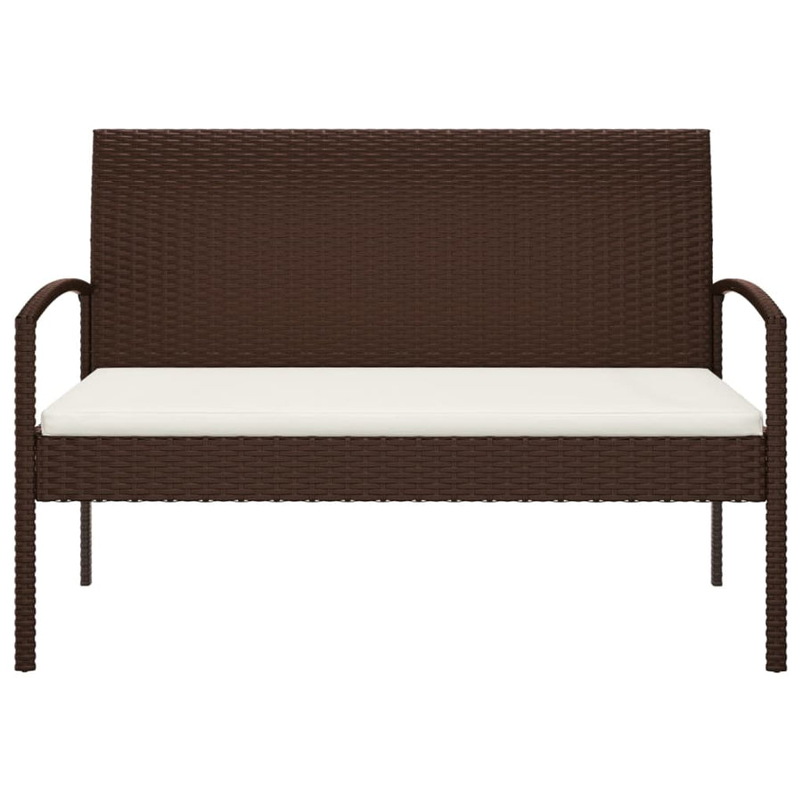 Garden Bench with Cushion Brown 105 cm Poly Rattan