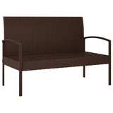 Garden Bench with Cushion Brown 105 cm Poly Rattan - Close-Up Angle