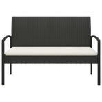 Garden Bench with Cushion Black 105 cm Poly Rattan