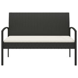 Garden Bench with Cushion Black 105 cm Poly Rattan - Side View
