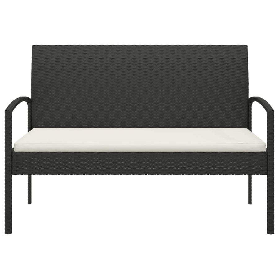 Garden Bench with Cushion Black 105 cm Poly Rattan