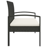 Garden Bench with Cushion Black 105 cm Poly Rattan