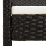 Garden Bench with Cushion Black 105 cm Poly Rattan - Rear View