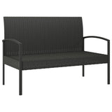 Garden Bench with Cushion Black 105 cm Poly Rattan - Close-Up Angle