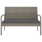 Garden Bench with Cushion Grey 105 cm Poly Rattan
