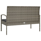 Garden Bench with Cushion Grey 105 cm Poly Rattan - 45-Degree Angle