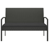 Garden Bench with Cushion Black 105 cm Poly Rattan