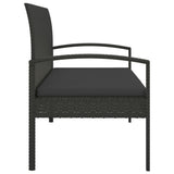 Garden Bench with Cushion Black 105 cm Poly Rattan - Top-Down View