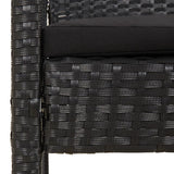 Garden Bench with Cushion Black 105 cm Poly Rattan - Rear View
