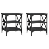 Side Tables 2 pcs Black 40x42x50 cm Engineered Wood - Front View