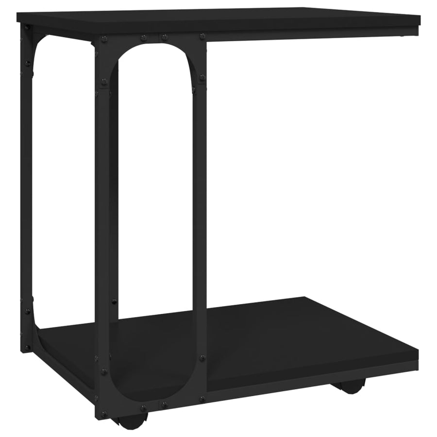 Side Table with Wheels Black 50x35x55,5cm Engineered Wood
