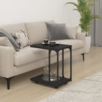 Side Table with Wheels Black 50x35x55,5cm Engineered Wood
