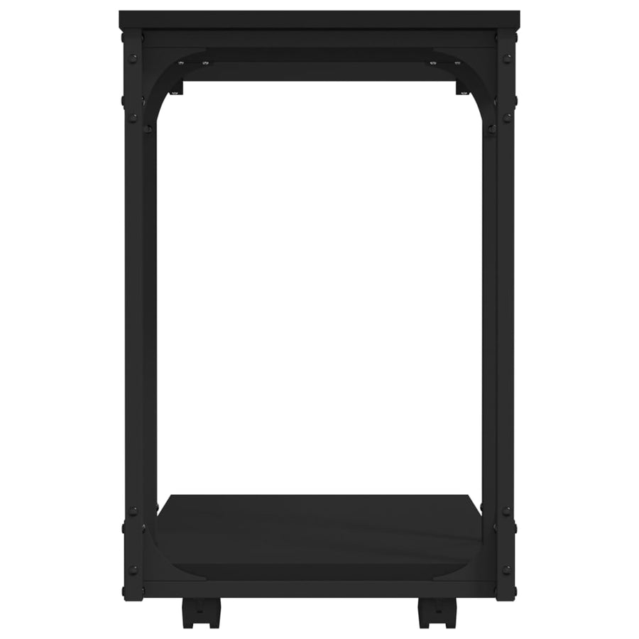 Side Table with Wheels Black 50x35x55,5cm Engineered Wood