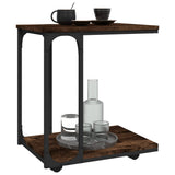 Side Table with Wheels Smoked Oak 50x35x55.5cm Engineered Wood - Top-Down View
