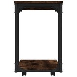 Side Table with Wheels Smoked Oak 50x35x55.5cm Engineered Wood - Rear View