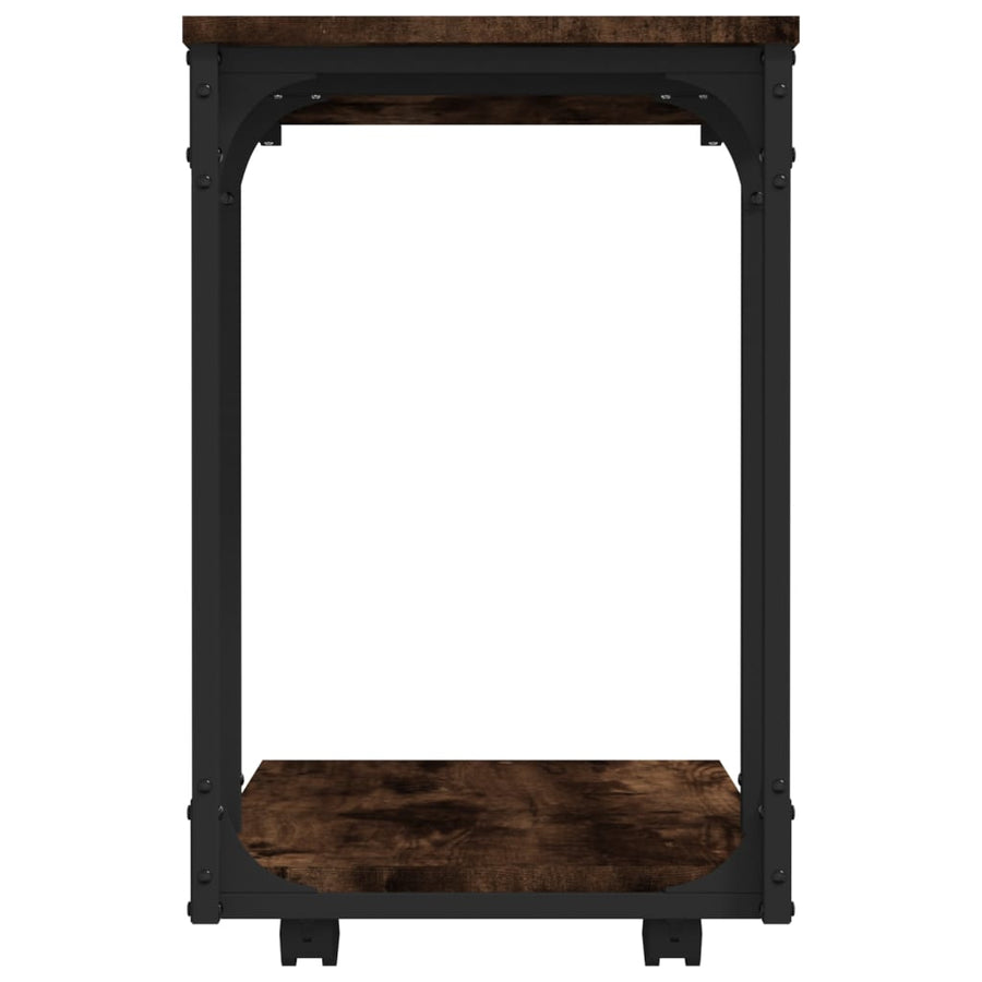 Side Table with Wheels Smoked Oak 50x35x55.5cm Engineered Wood
