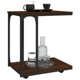 Side Table with Wheels Brown Oak 50x35x55.5cm Engineered Wood - Top-Down View
