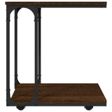 Side Table with Wheels Brown Oak 50x35x55.5cm Engineered Wood - 45-Degree Angle