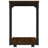 Side Table with Wheels Brown Oak 50x35x55.5cm Engineered Wood - Rear View
